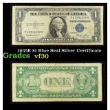 1935E $1 Blue Seal Silver Certificate Grades vf++