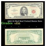 1963 $5 Red Seal United States Note Grades vf++
