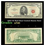 1963 $5 Red Seal United States Note Grades xf