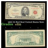 1963 $5 Red Seal United States Note Grades vf++