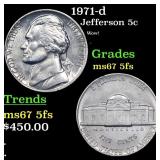 1971-d Jefferson Nickel 5c Grades GEM++ 5fs