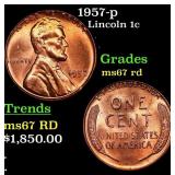 1957-p Lincoln Cent 1c GEM++ Unc RD USCG