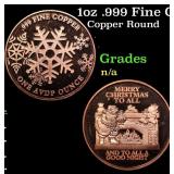 1oz .999 Fine Copper Bullion Round - Merry Christm