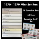 1970 - 1979 Mint Set Run 168 Coins 10 Complete Set