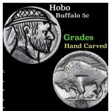 Hobo Buffalo Nickel 5c Grades Hand Carved