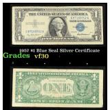 1957 $1 Blue Seal Silver Certificate Grades vf++