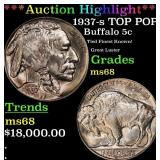 *Highlight* 1937-s Buffalo Nickel TOP POP! 5c ms68