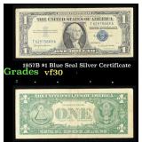 1957B $1 Blue Seal Silver Certificate Grades vf++