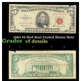 1963 $5 Red Seal United States Note Grades vf deta