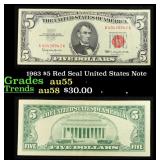 1963 $5 Red Seal United States Note Grades Choice