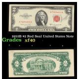 1953B $2 Red Seal United States Note Grades xf