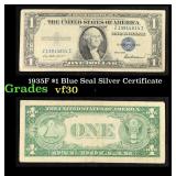 1935F $1 Blue Seal Silver Certificate Grades vf++