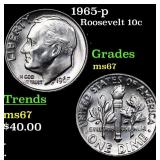 1965-p Roosevelt Dime 10c Grades GEM++ Unc