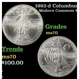 1992-d Columbus Modern Commem Dollar $1 ms70 SEGS