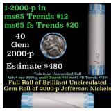 BU Shotgun Jefferson 5c roll, 2000-p 40 pcs Bank $