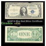 1935F $1 Blue Seal Silver Certificate Grades vf++