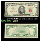 1963 $5 Red Seal United States Note Grades vf++
