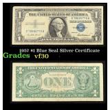 1957 $1 Blue Seal Silver Certificate Grades vf++