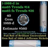 BU Shotgun Jefferson 5c roll, 1988-d 40 pcs Bank $