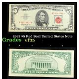 1963 $5 Red Seal United States Note Grades vf++