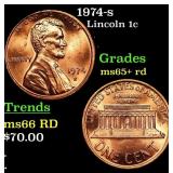 1974-s Lincoln Cent 1c Grades Gem+ Unc RD