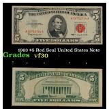 1963 $5 Red Seal United States Note Grades vf++
