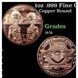 1oz .999 Fine Copper Bullion Round - Alien Style G