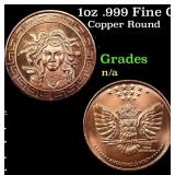 1oz .999 Fine Copper Bullion Round - Medusa Style
