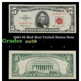 1963 $5 Red Seal United States Note Grades Choice