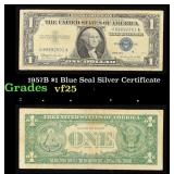1957B $1 Blue Seal Silver Certificate Grades vf+