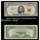1963 $5 Red Seal United States Note Grades xf