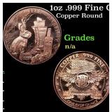 1oz .999 Fine Copper Bullion Round - Jackalope Sty