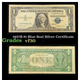 1957B $1 Blue Seal Silver Certificate Grades vf++