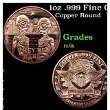 1oz .999 Fine Copper Bullion Round - Alien Style G