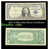 1957 $1 Blue Seal Silver Certificate Grades vf++