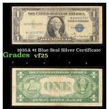 1935A $1 Blue Seal Silver Certificate Grades vf+