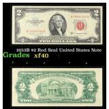 1953B $2 Red Seal United States Note Grades xf