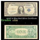 1935C $1 Blue Seal Silver Certificate Grades vf++