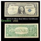 1957A $1 Blue Seal Silver Certificate Grades vf+