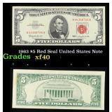 1963 $5 Red Seal United States Note Grades xf