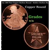 1oz .999 Fine Copper Bullion Round - Soldier Bulli