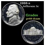 1988-s Proof Jefferson Nickel 5c Grades GEM++ Proo