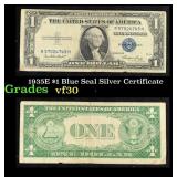1935E $1 Blue Seal Silver Certificate Grades vf++