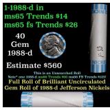 BU Shotgun Jefferson 5c roll, 1988-d 40 pcs Bank $