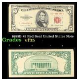1953B $5 Red Seal United States Note Grades vf++