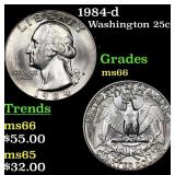 1984-d Washington Quarter 25c Grades GEM+ Unc