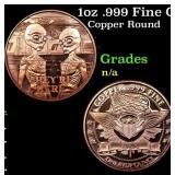 1oz .999 Fine Copper Bullion Round - Alien Style G