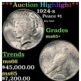 *Highlight* 1924-s Peace Dollar $1 ms65+ SEGS (fc)