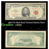 1963 $5 Red Seal United States Note Grades vf++