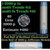 BU Shotgun Jefferson 5c roll, 2000-p 40 pcs Bank $